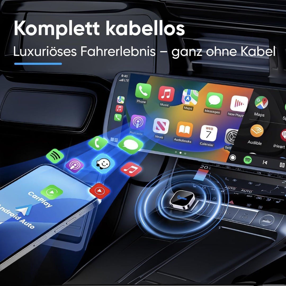 CarMe Ultra Mini 2-in-1 CarPlay Wireless Adapter &amp; Android Auto Wireless Adapter, wandelt kabelgebun