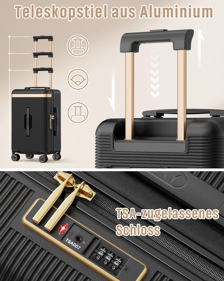 Joyway Koffer Reisekoffer von ABS Hartschalen Trolley mit Getränkehalter und druckfestem Rahmen, Han