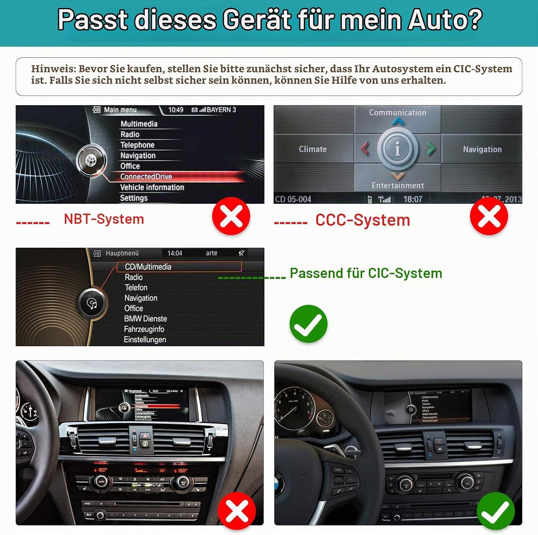 10,25 Zoll Autoradio-Touchscreen für 2011-2012 BMW X3/X4 Serie F25 F26 mit CIC-System, unterstützt A