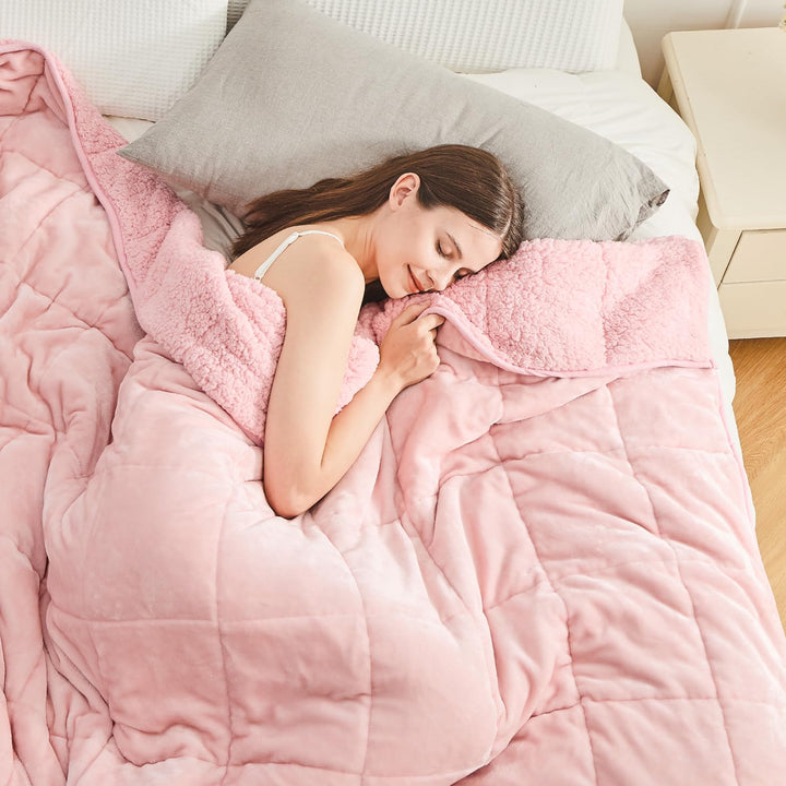 Cottonblue Gewichtsdecke 120x180cm 5.5kg- Sherpa Fleece Entspannungsdecke Erwachsene Zur Verbesserun