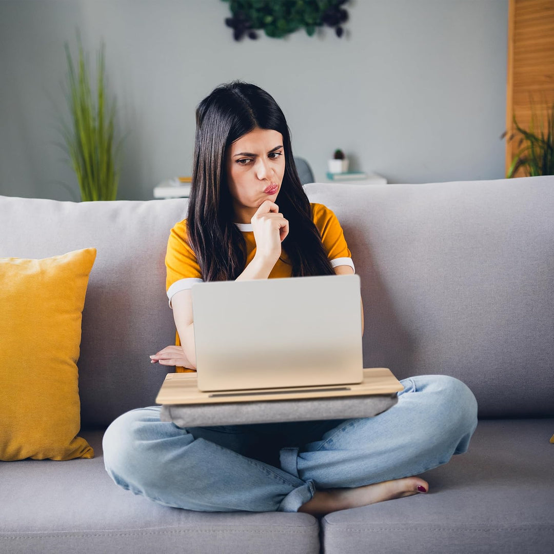 Relaxdays Laptopkissen mit Handyhalter, BxT: 46 x 35 cm, Laptopunterlage für Bett & Sofa, Laptop Kni