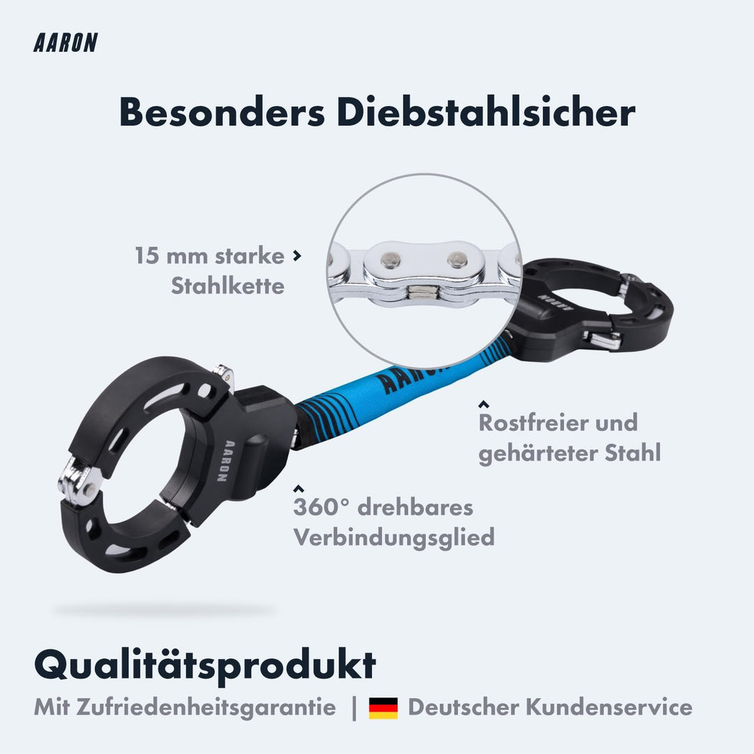 AARON Handschellenschloss für E-Scooter - Hochsicherheits-Design - Flexibles Fahrradschloss mit Stah