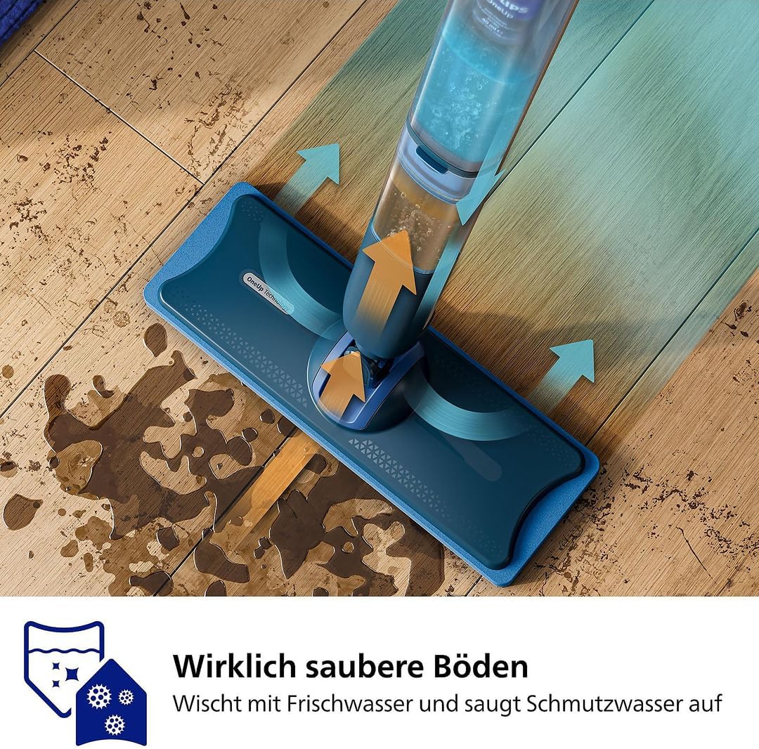 Philips OneUp 5000 Serie Elektrischer Wischmopp - 2X sauberere Böden², 2X schnelleres Wischen, 2 Feu