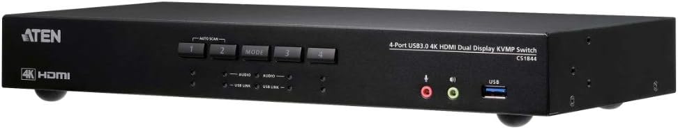 ATEN CS1844 4-Port True 4K HDMI Dual-View KVM Switch mit Audio & USB 3.0Hub