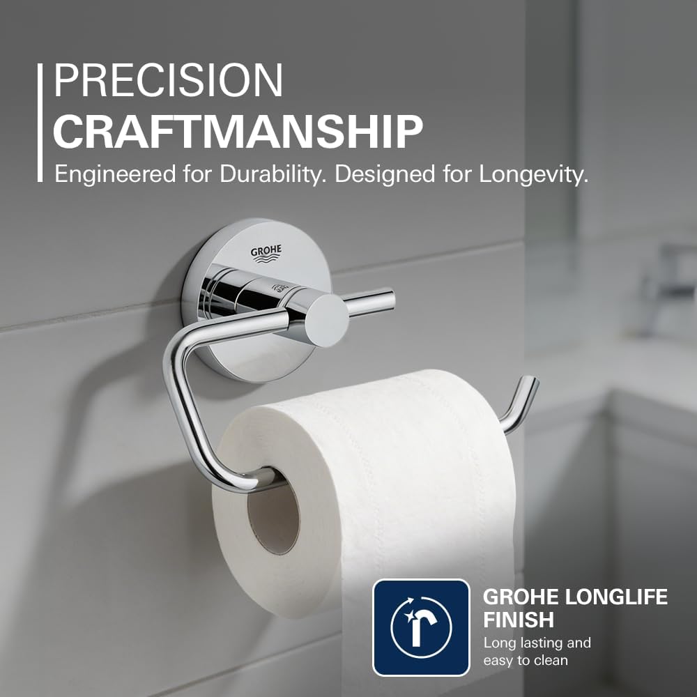 GROHE Essentials - WC-Papierhalter (Material: Metall, verdeckte Befestigung, zum bohren oder kleben)