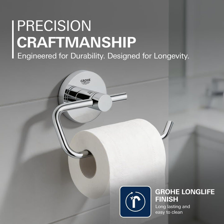 GROHE Essentials - WC-Papierhalter (Material: Metall, verdeckte Befestigung, zum bohren oder kleben)