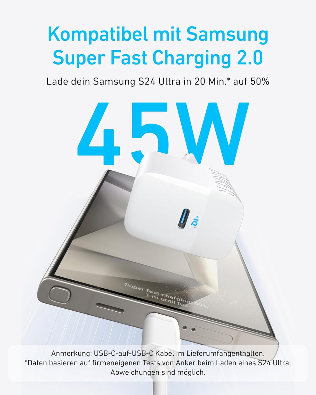 Anker 45W USB C Ladegerät, iPad Ladegerät, PPS-Schnellladen Netzteil für Samsung Galaxy S24 Ultra/S2
