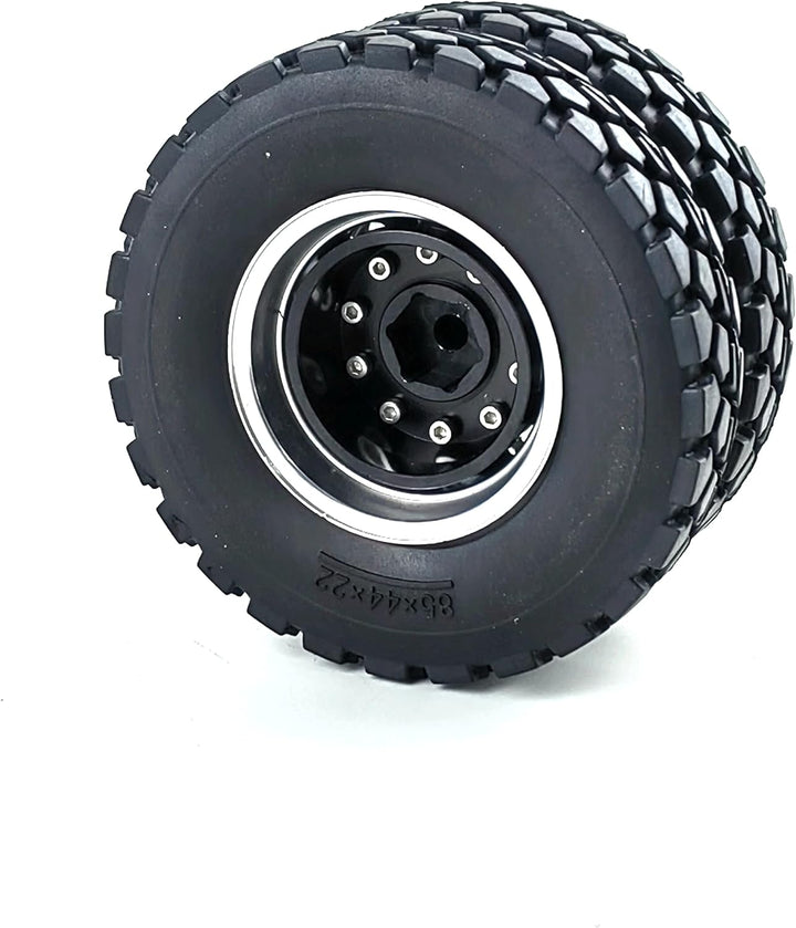 AXspeed 4 Stück Metall Hinterrad Nabenfelgen mit Gummireifen für Tamiya Traktor LKW Klettern Anhänge