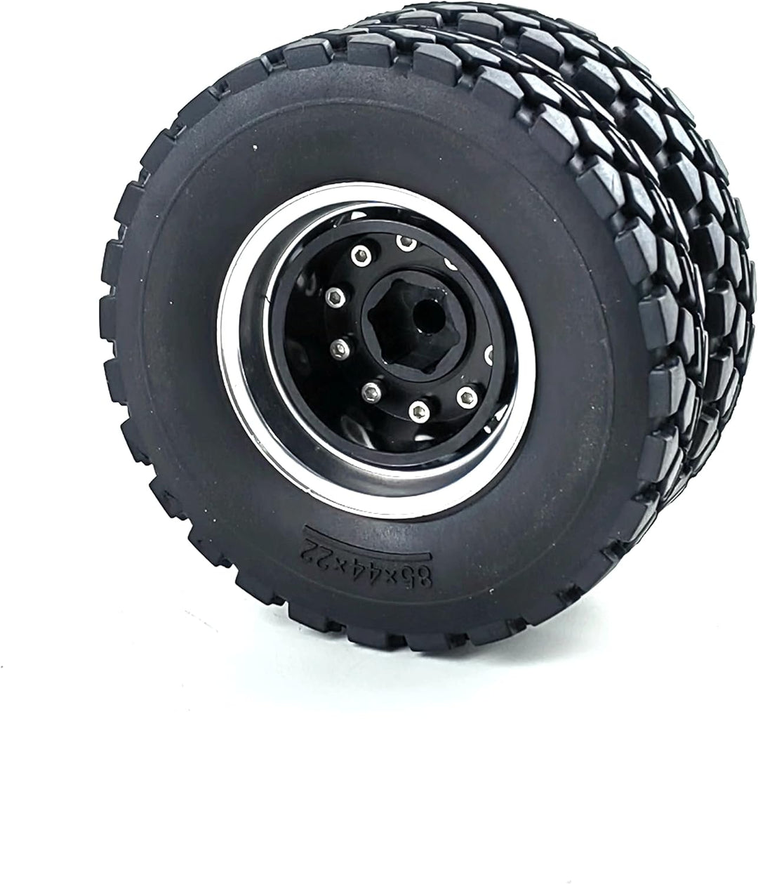 AXspeed 4 Stück Metall Hinterrad Nabenfelgen mit Gummireifen für Tamiya Traktor LKW Klettern Anhänge