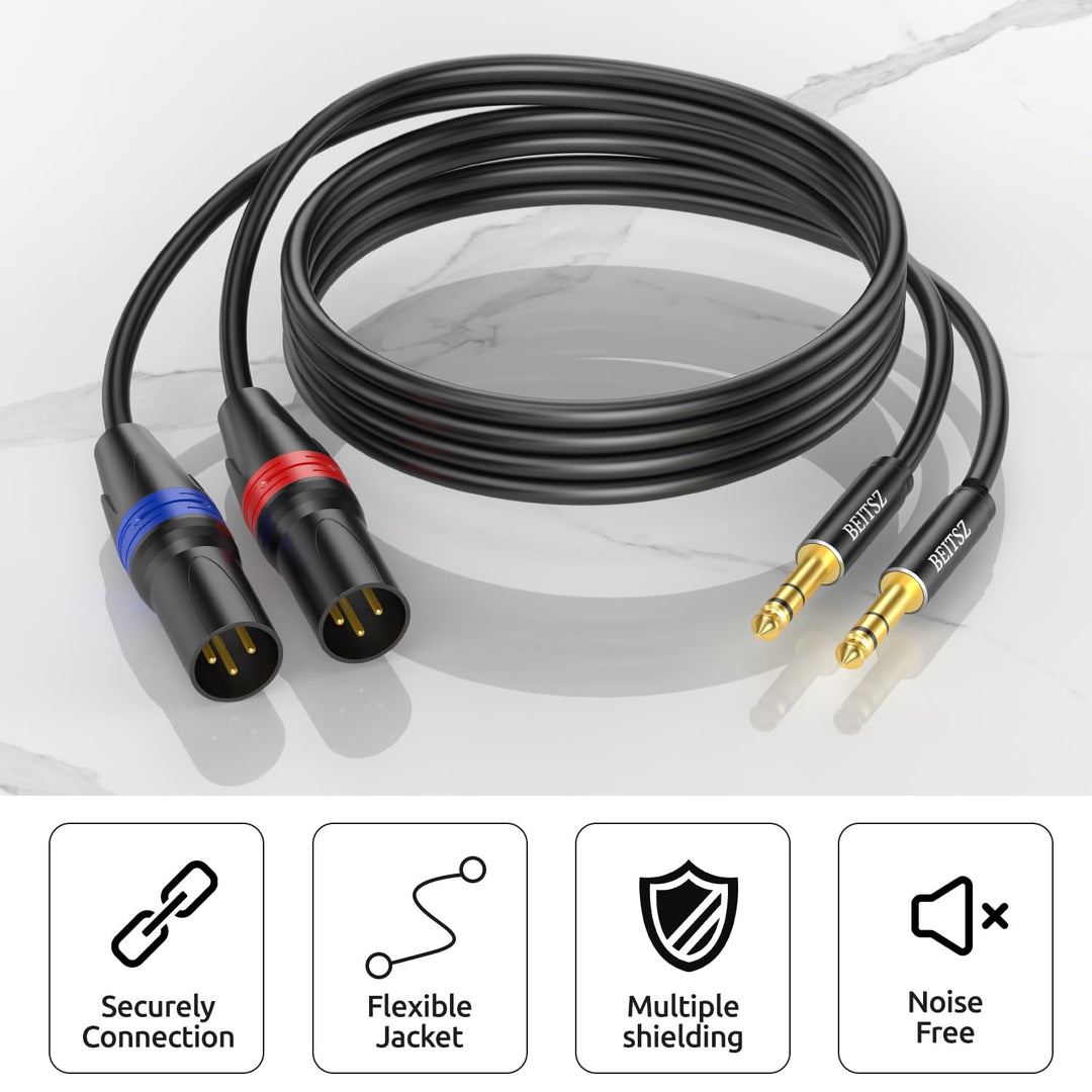 BEITSZ XLR auf Klinke 6,35mm Mikrofonkabel,Balanced Stereo 1/4 Zoll TRS Stecker auf XLR Stecker für