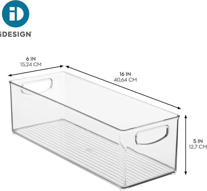 InterDesign iDesign stapelbarer Aufbewahrungskorb aus recyceltem Kunststoff mit Griffen, transparent