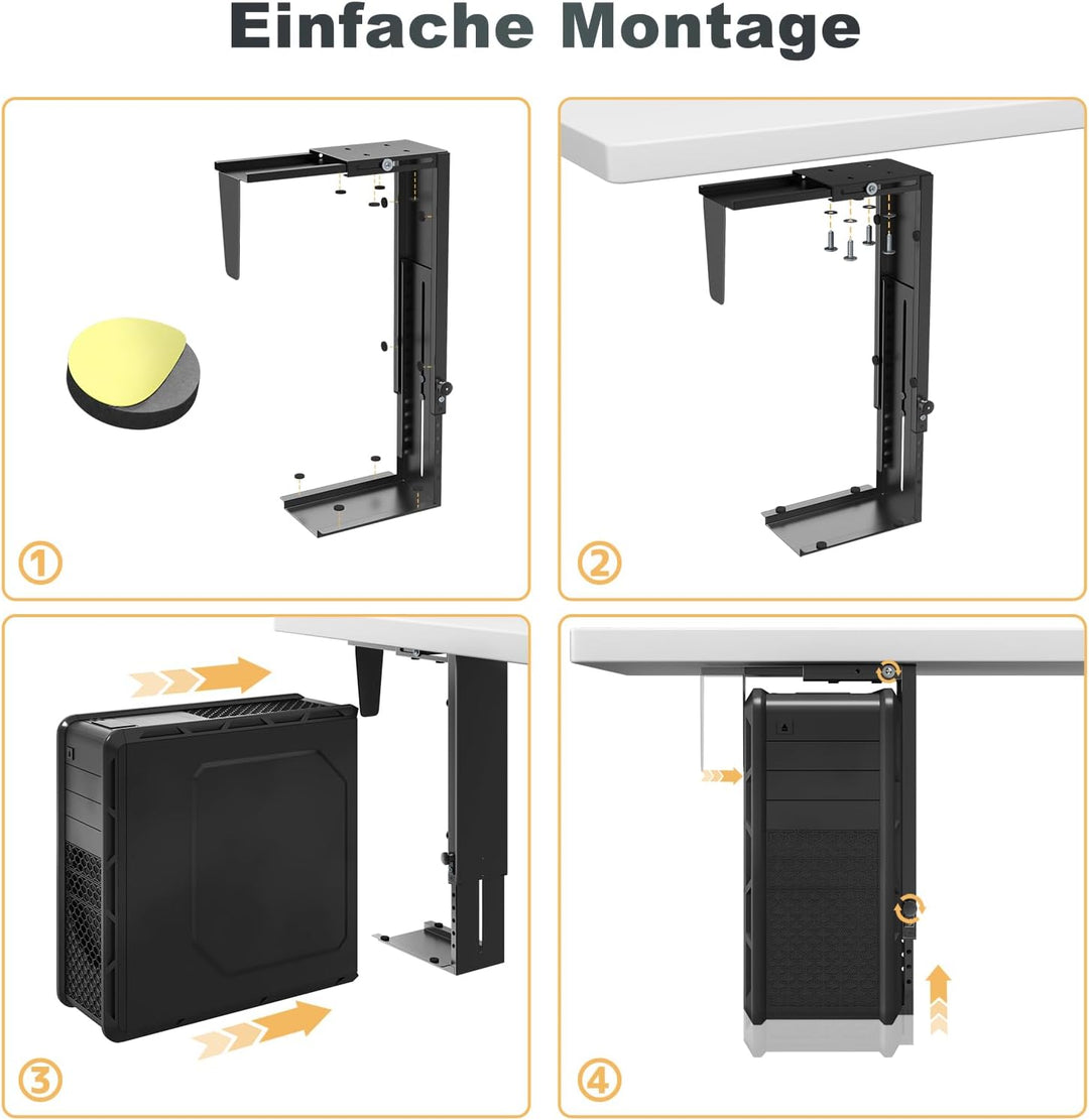 Unter-Tisch PC Halterung – Verstellbare PC Tower Halterung 21–33 cm breit, bis 22,7 kg belastbar, St