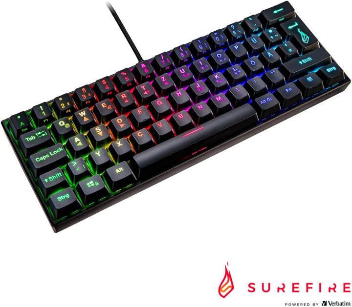 SureFire Kingpin M1 60% Mechanische Gaming Tastatur Deutsch, Gaming Multimedia Keyboard klein & mobi