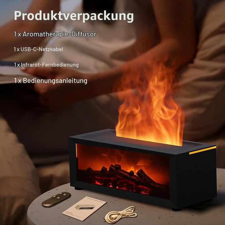Luftbefeuchter Kamin丨Flammen Aroma Diffuser, 150ml Ätherische Öle Diffuser mit Fernbedienung &amp; 7 Far