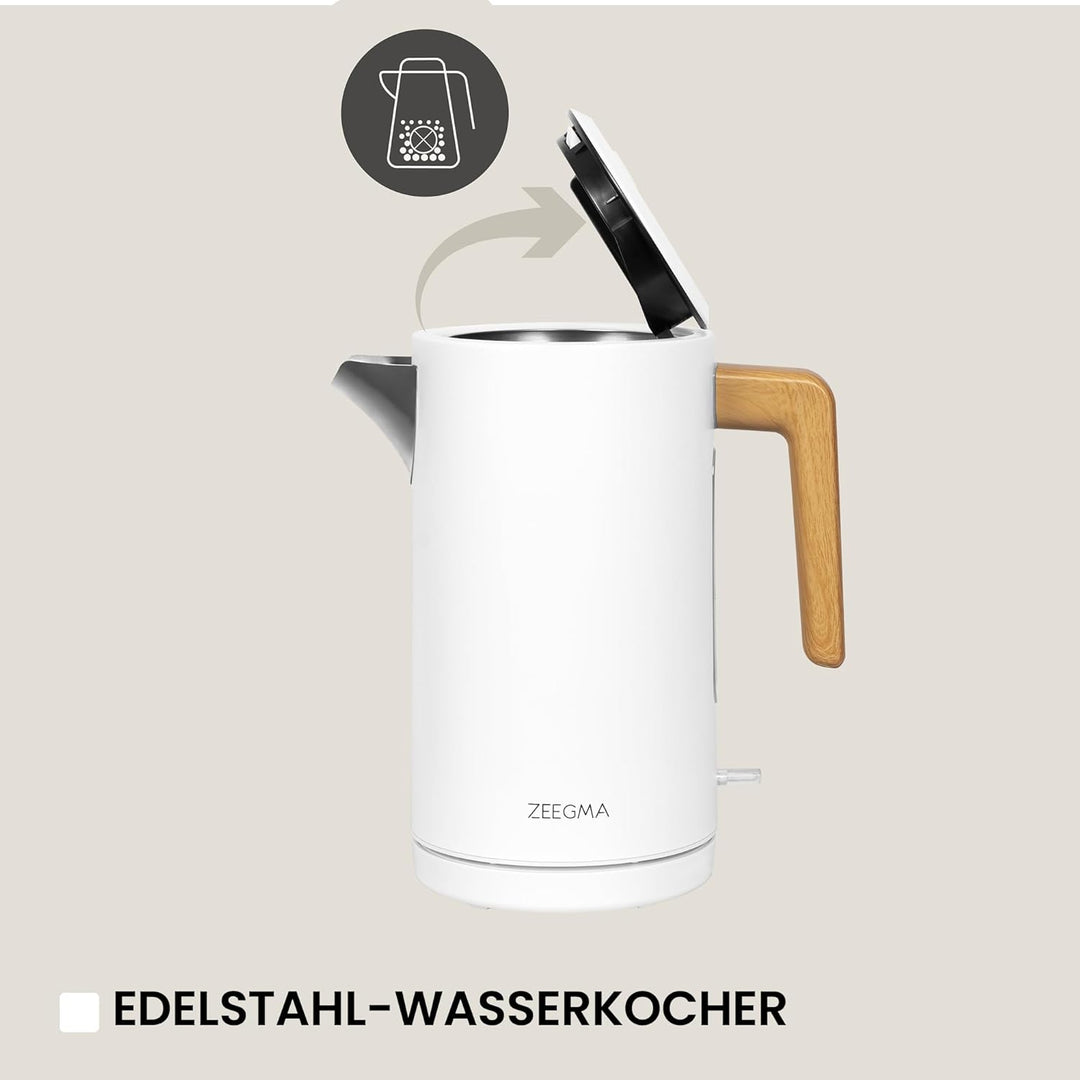 ZEEGMA KETLEE 1,7 L Kabelloser elektrischer Wasserkocher für Tee und Kaffee, 2200 Watt, Wasserstands