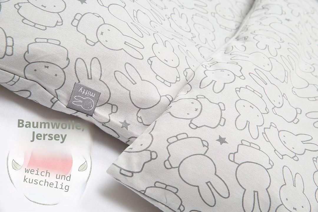 roba Babybettwäsche Miffy® 80 x 80 cm - Bettwäsche Set für Babybett &amp; Beistellbett - Hasen Motiv - B