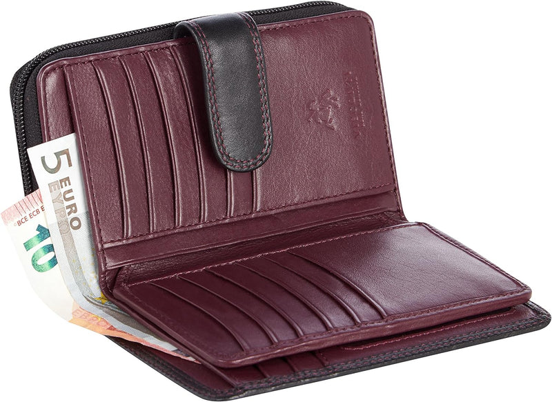 VISCONTI ® Leder Portemonnaie Damen RFID Schutz Geldbeutel Damen Geldbörse Bifold Mehrfarbig Portmon