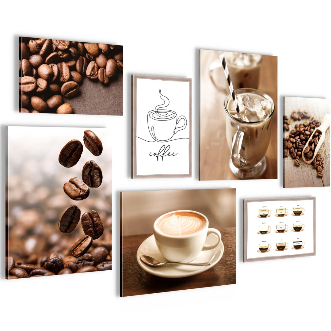 Novart Wandbilder Kaffee Küche - KOMPLETT AUFHÄNGFERTIG - Coffee Esszimmer Küchenbilder- 7 Moderne M
