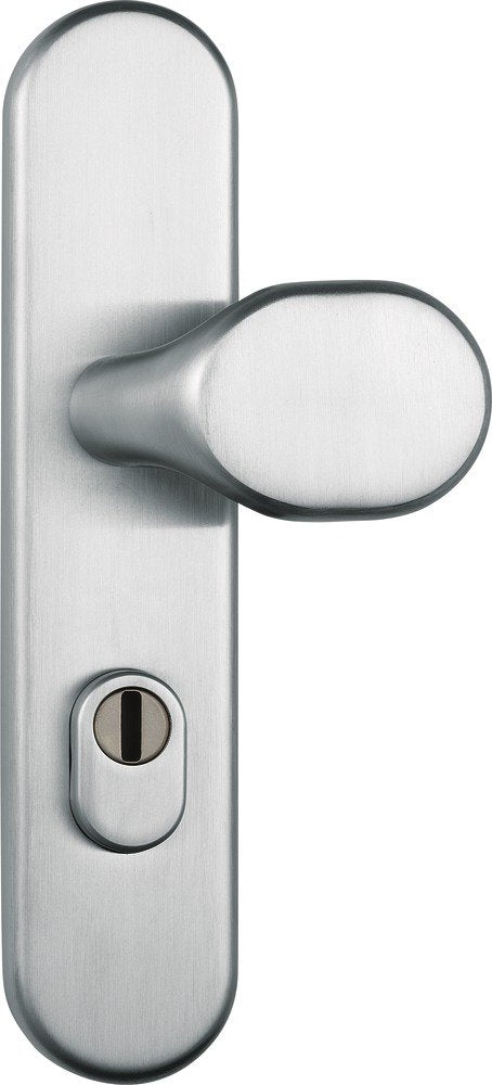 ABUS Tür-Schutzbeschlag KLZS714 ER, mit Zylinderschutz rundedel, stahl, 12227 Edelstahl Wechselgarni