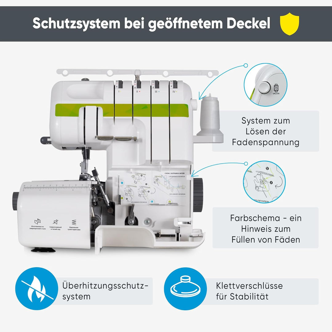 Triumphator 1800X Overlocker, Overlock-Nähmaschine, 2/3/4 Faden mit Differential, Vollmetallgestell,