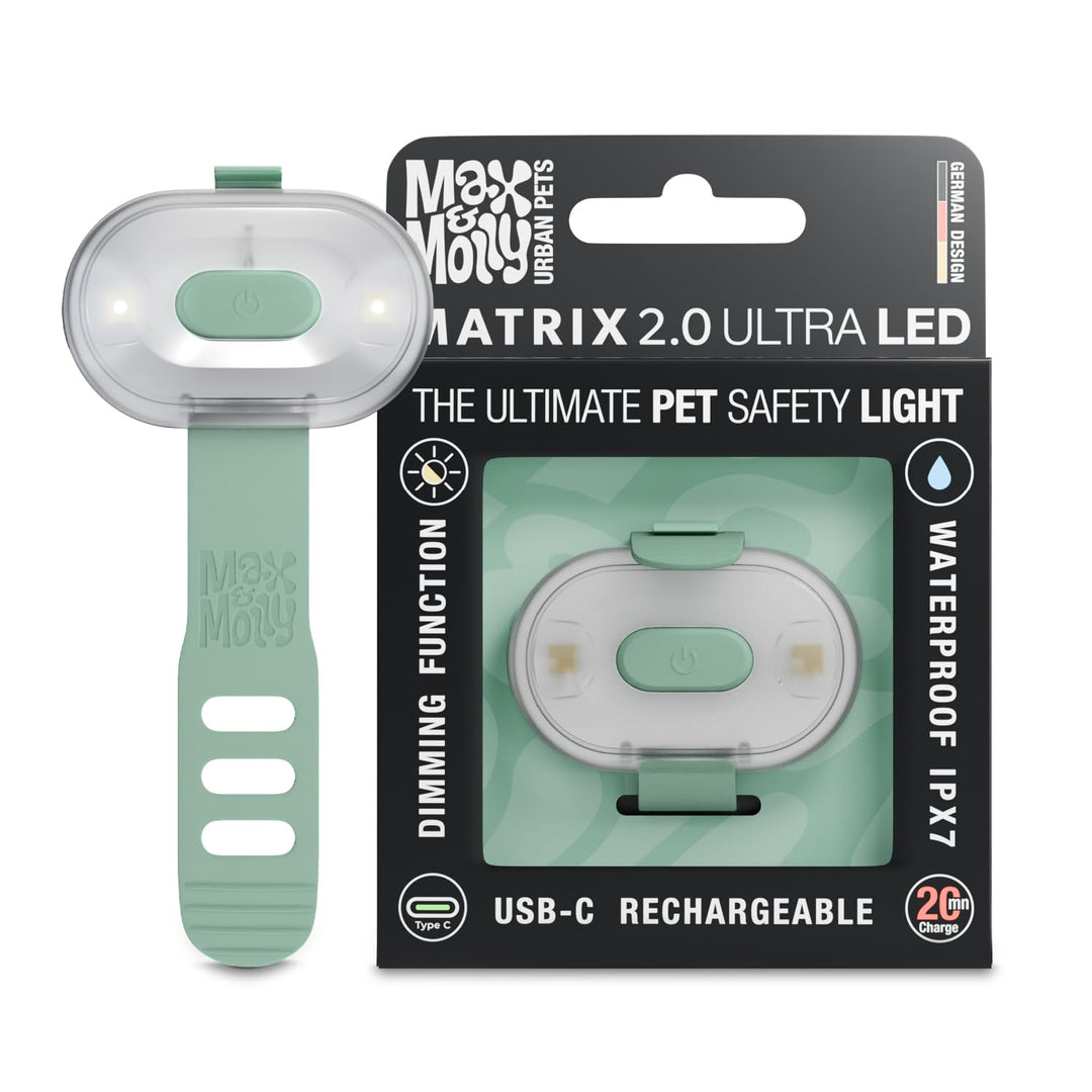 Max & Molly Matrix 2.0 Ultra LED, Hundelicht für Geschirr, Leine & Halsband, Jade, Wasserfest, USB W