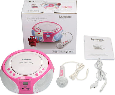 Lenco SCD-650 - tragbares CD-Radio - Kinder-Boombox - USB & Mikrofon - 6 Watt Boombox - USB Playback