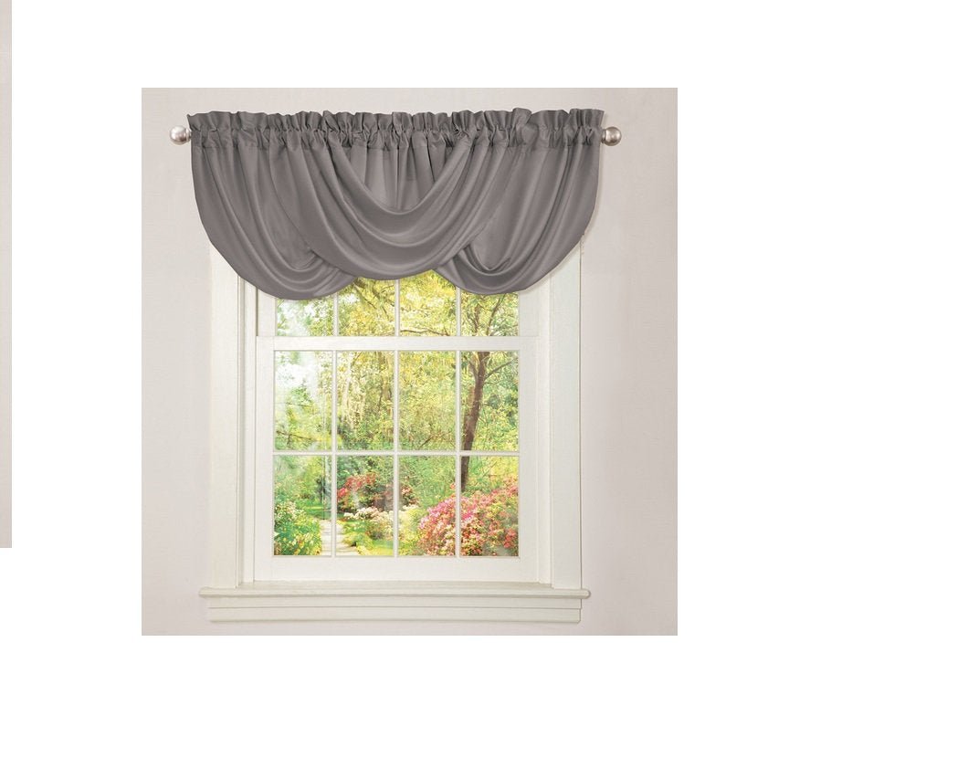Lush Decor Lucia Faltenvolant | Drapierter weicher gebürsteter Stoff Fenster Küche Vorhang (Einzel),
