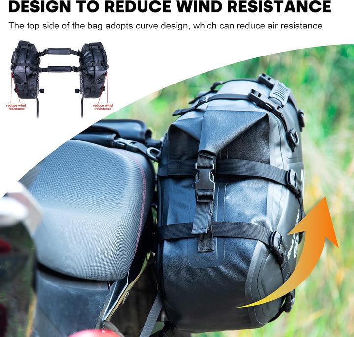 WILD HEART Motorrad Satteltaschen Wasserdicht 24L(12L*2) Motorrad Seitentaschen Packtaschen Kofferra