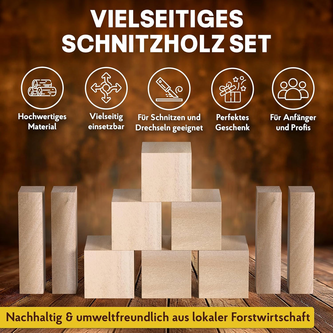 Eli® Schnitzholz Linde - mittleres Set Holzblock - welches Lindenholz zum Schnitzen oder drechseln -