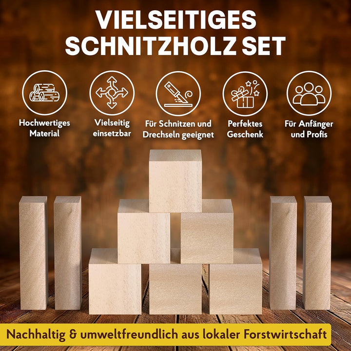 Eli® Schnitzholz Linde - mittleres Set Holzblock - welches Lindenholz zum Schnitzen oder drechseln -