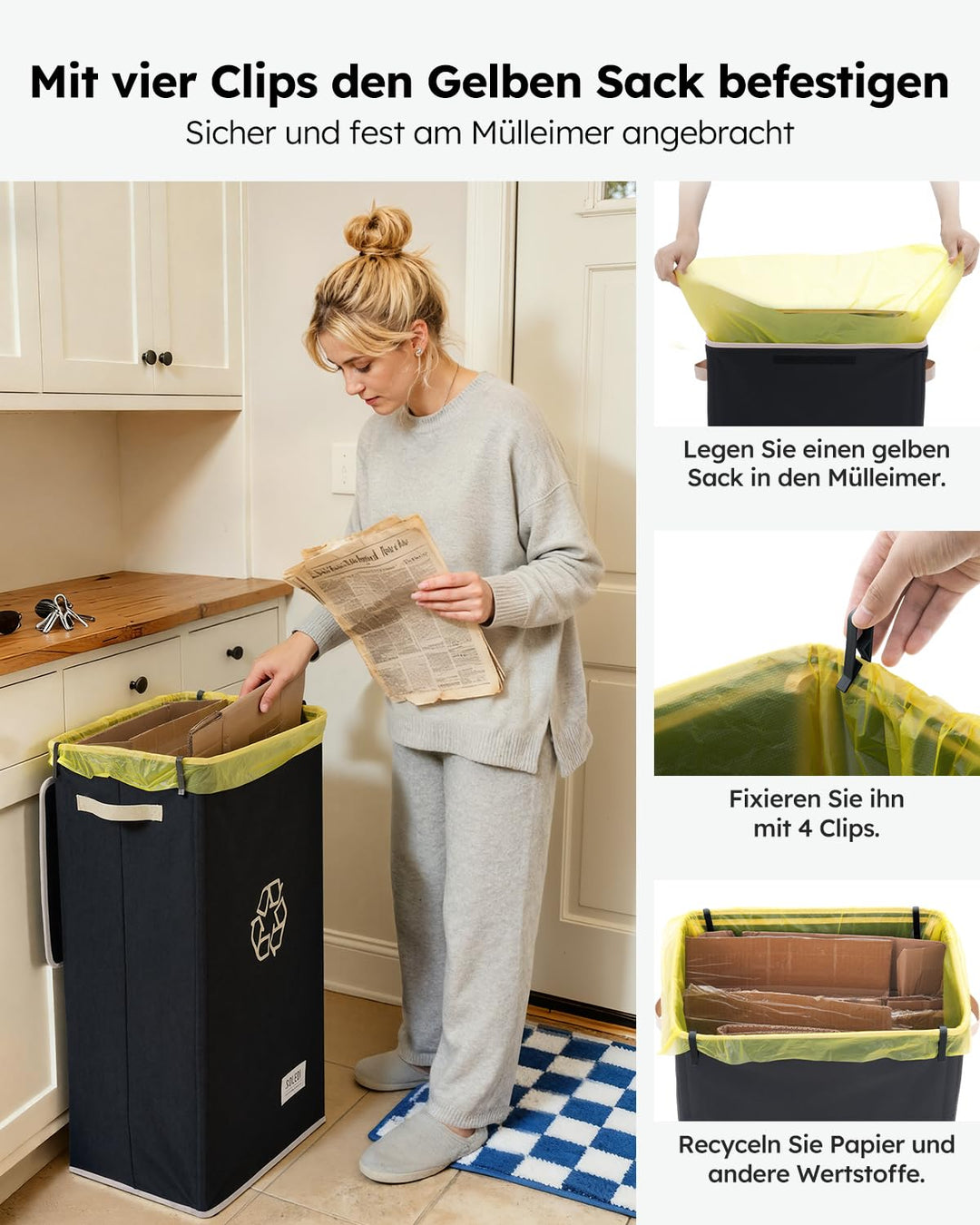 SOELDI 100L Pfandflaschen Sammelbehälter mit Deckel, Pfandflaschen Behälter mit zwei Abnehmbaren Tra