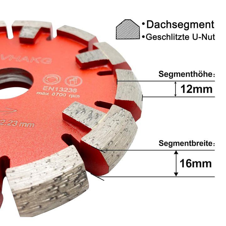 GVHAKG Tuck Point Diamant Fräser,V-Segment extrem scharf für sehr harten Estrich,sehr harte Betonböd