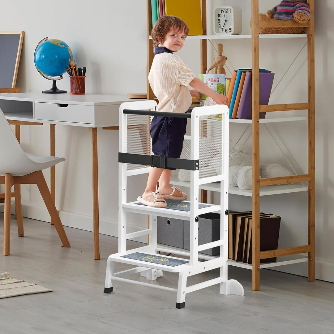 Learn N Explore, Lernturm für Kinder aus Eisen, 3-stufig Höhenverstellbarer Tritthocker aus Holz, St