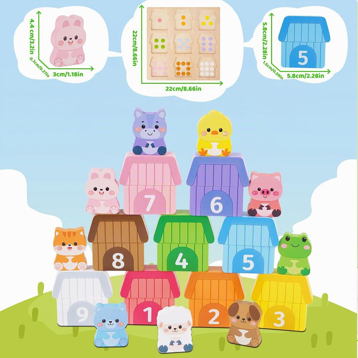 KMTJT Montessori Holzspielzeug ab 1 Jahr – Bauernhof Tier-Puzzle &amp; Sortierspiel mit Zahlen, Pädagogi