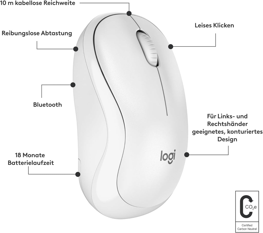 Logitech M240 Silent Bluetooth Maus, Kabellos, Kompakt, Mobil, Smooth Tracking, 18-Monate-Batterie,