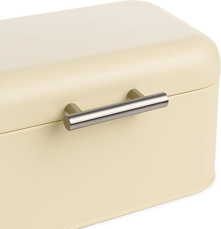 Relaxdays Brotkasten mit Brotbeuel, Brotbox mit Deckel & Griff, HBT 15,5x30x21 cm, Brotkiste Retro-D