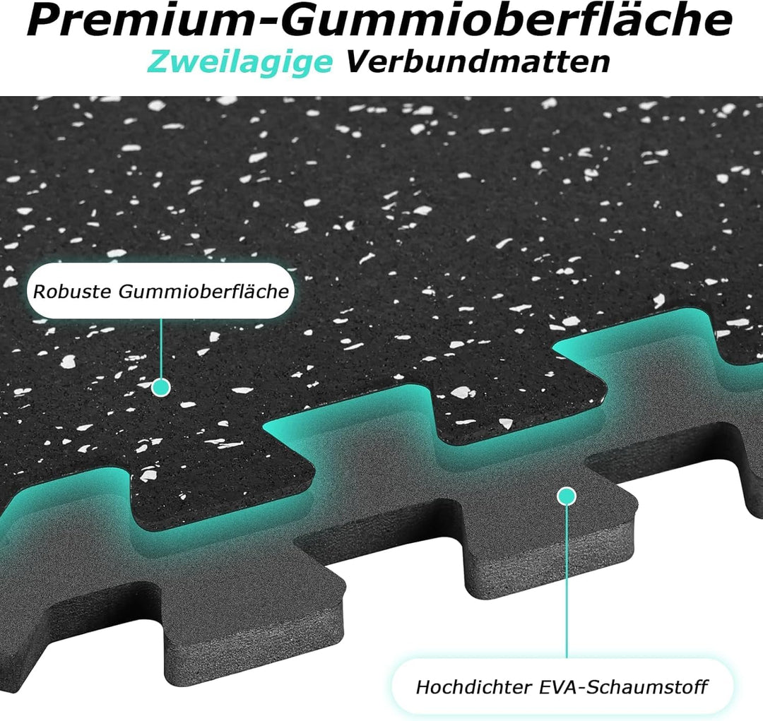 Bodenschutzmatte Fitness[31x31cm], 12 Puzzlematte, Extra Dicke Robuste Gummierte, Für Fitnessstudio