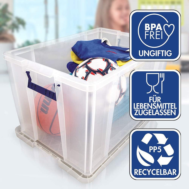 Bankers Box ProStore Grosse Aufbewahrungsbox mit Deckel 85 Liter aus Plastik (Innenmasse 37,5 x 57,5