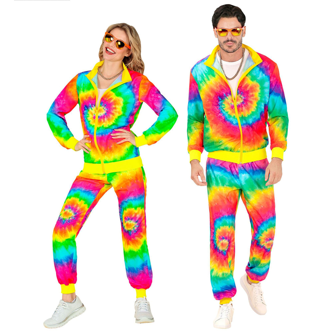 W WIDMANN MILANO Party Fashion - Kostüm Trainingsanzug, Regenbogen Muster, 80er Jahre Outfit, Joggin