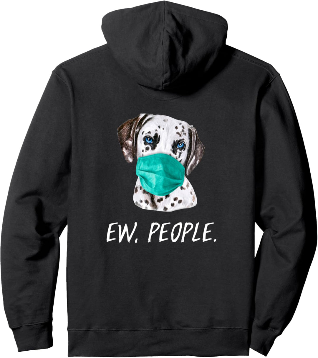 DALMATINER mit Gesichtsmaske Mundschutz Hund EW PEOPLE Pullover Hoodie