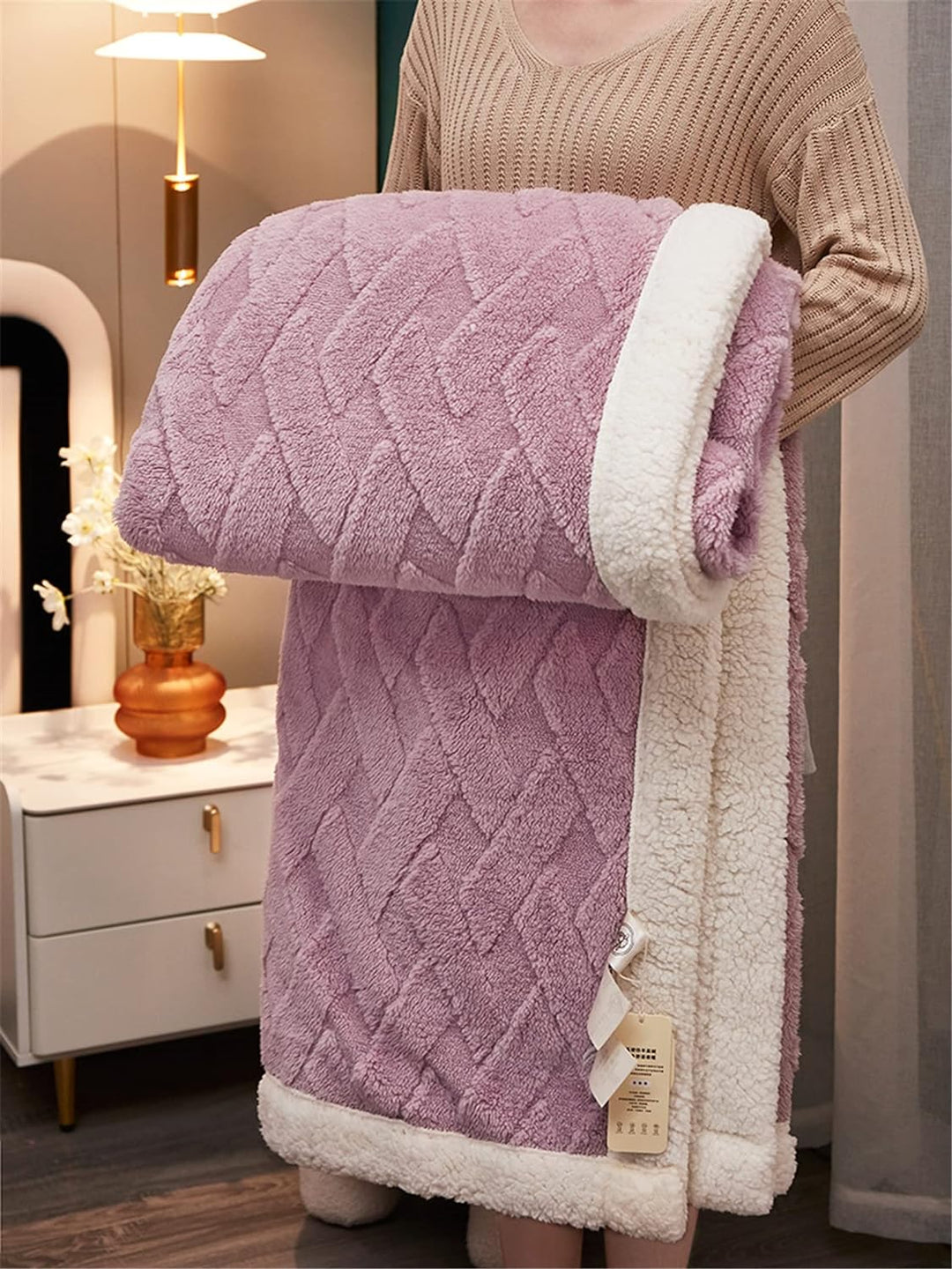 Hayisugal Flauschige Sherpa Kuscheldecke - hochwertige Schafdecke, super weiche Fleecedecke als Sofa