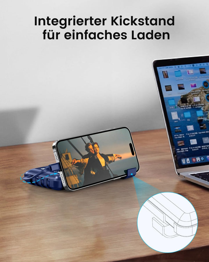 Powerbank 26800mAh mit 4 Integrierten Kabel, 22.5W Power Bank USB C Schnellladefunktion mit LED Disp
