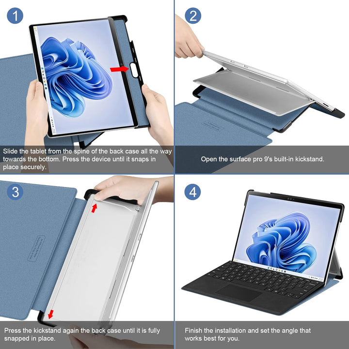 Fintie Hülle für Microsoft Surface Pro 11/10 / 9 (2024-2022) 13 Zoll - Business Schutzhülle mit Hart