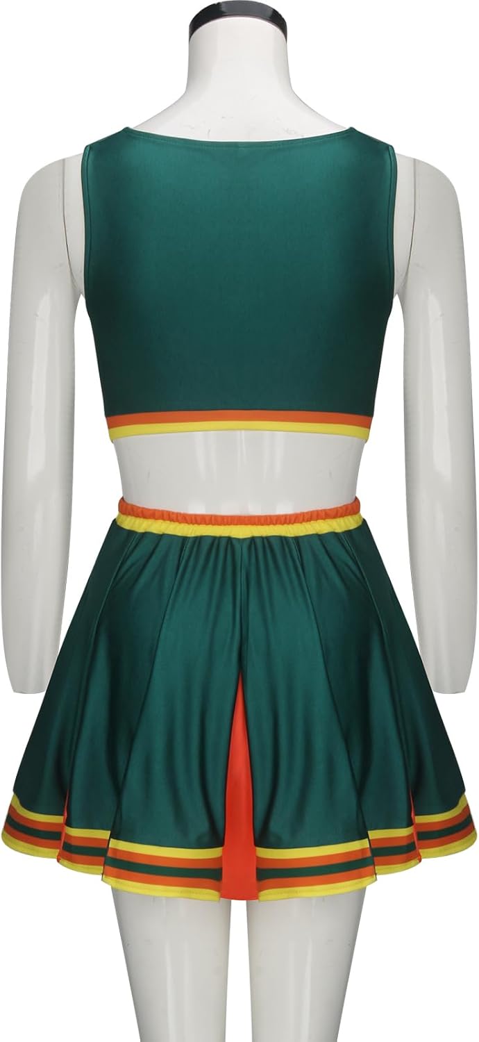 Cheerleader Uniform Grün Oberteil Minirock Cheerleading Kostüm Cheer Captain Film Cosplay Outfit für
