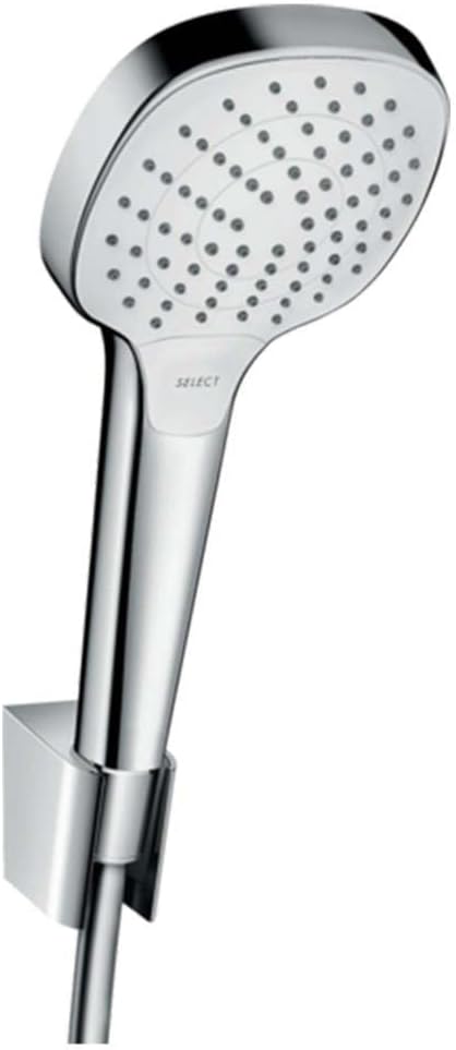 hansgrohe Croma Select E Duschkopf inkl. Duschkopfhalter, 3 Strahlarten, Weiss/Chrom Weiss/Chrom Set