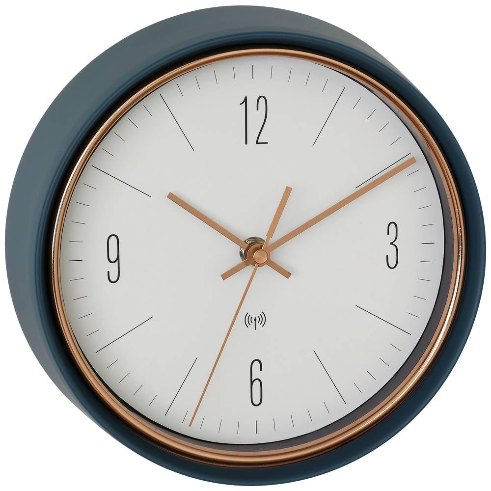 TFA Dostmann Wanduhr analog, 60.3547.20, Funkuhr, aus Metallrahmen mit kupferfarbenen Zeiger, Design