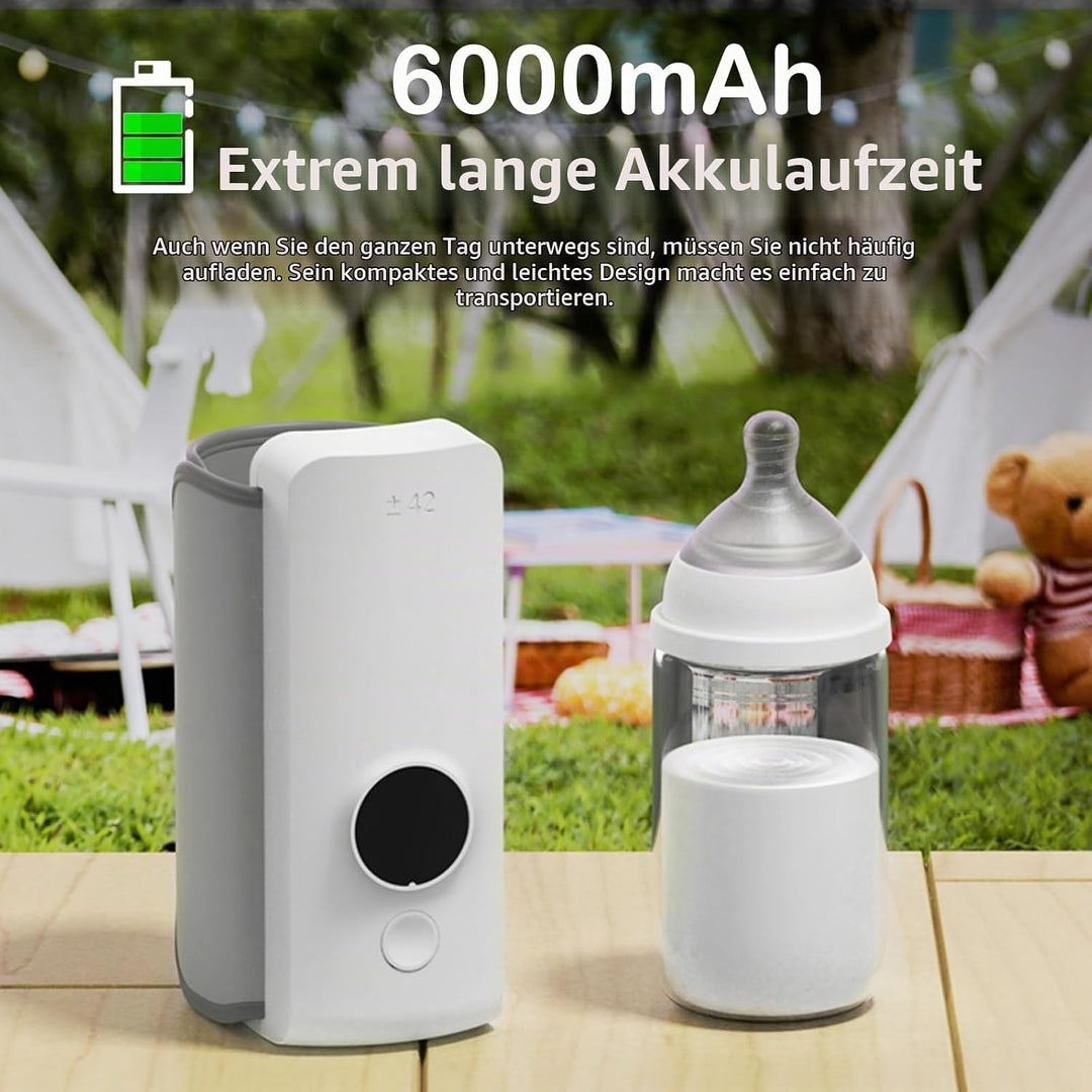 Flaschenwärmer, 6000 mAh Tragbarer Flaschenwärmer Baby Unterwegs mit 6 Einstellbare Temperatur und L