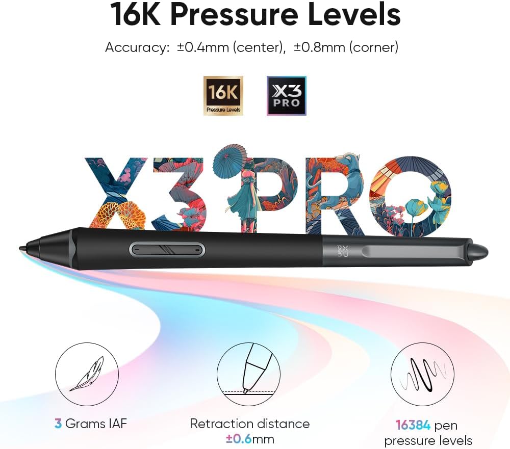 XPPen Grafikdisplay Artist 14 Gen.2 mit 16K X3 Pro Stift, 14 Zoll Display,Pen Tablet zum Zeichnen, 3