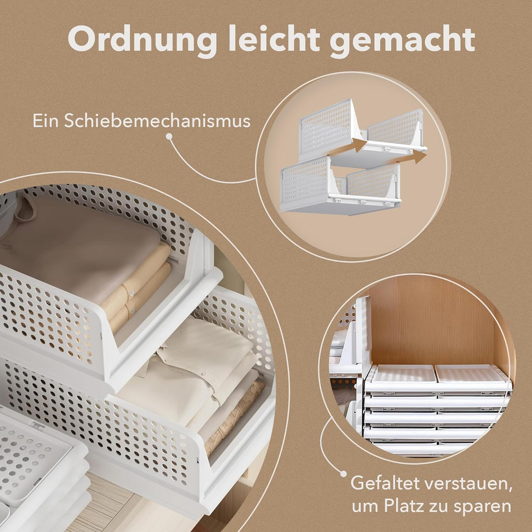 Ally Maison® Schrank Organizer 3er Set (Faltbar & Stapelbar) – Kleiderschrank Organizer Boxen, platz