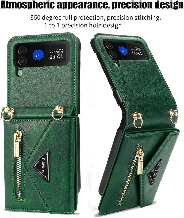 UDBKKDX Handyhülle für Samsung Galaxy Z Flip 4, Schutzhülle Mattes Leder mit Standfunktion hülle Kam